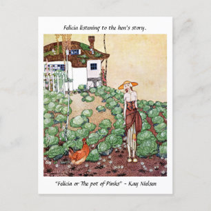 Felicia listening to the hen’s story Kay Nielsen Postcard