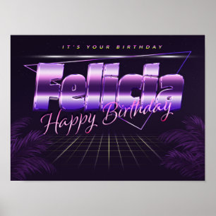 Felicia Name First name lila retro Poster Birthday