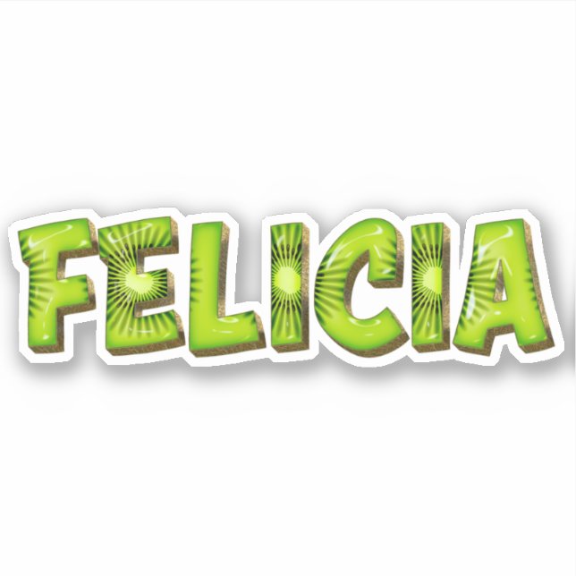 Felicia Name Kiwi Design Decal Sticker (Front)