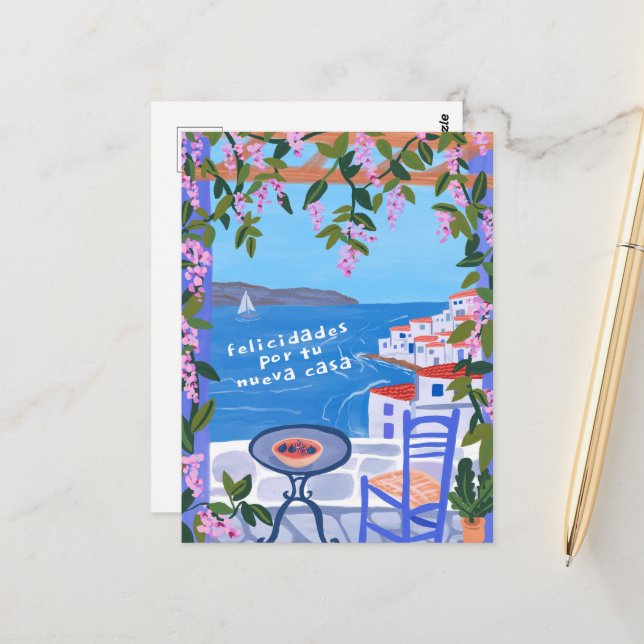 Felicidades Por Nueva Casa Sea Views Art Postcard (Front/Back In Situ)
