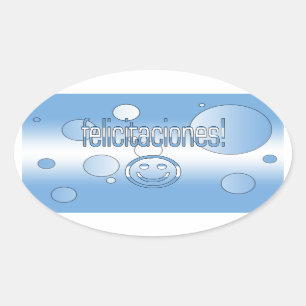 Felicitaciones! Argentina Flag Colours Pop Art Oval Sticker