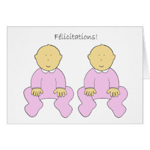Félicitations Congratulations Twin Baby Girls