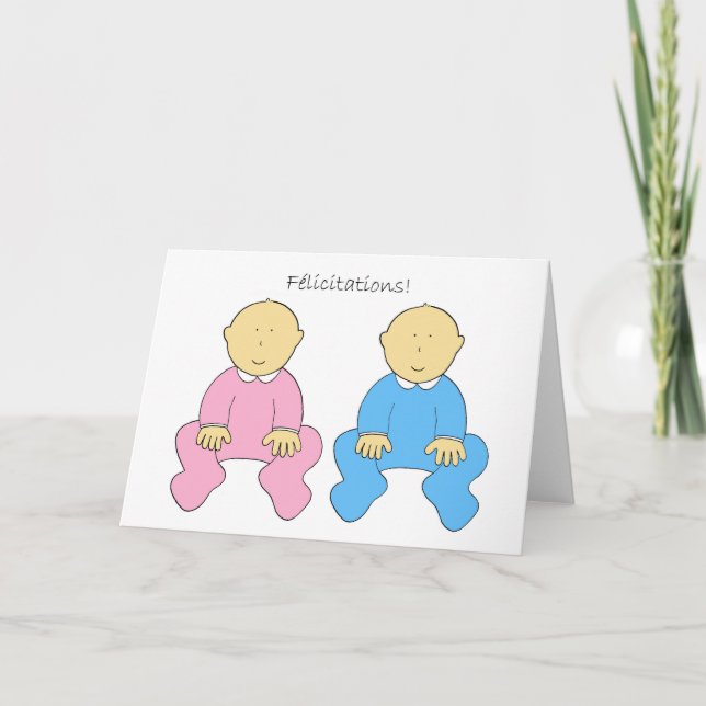 Félicitations  French Twins Congratulations Card (Front)