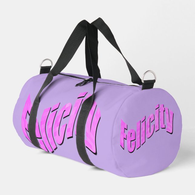 Felicity Name In Pink, Duffle Bag (Left Corner)