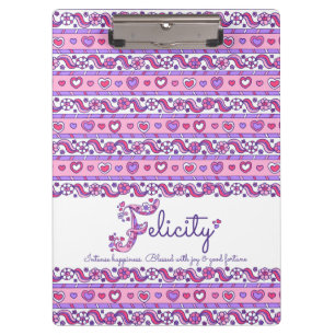 Felicity name meaning hearts letter F clipboard