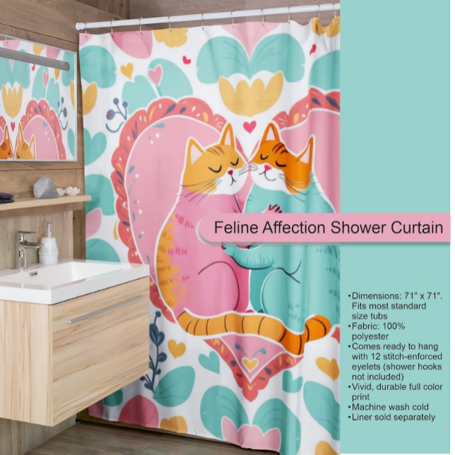 Feline Affection Shower Curtain (Creator Uploaded)