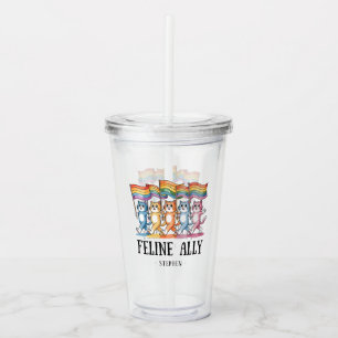 Feline Ally – Rainbow Cat LGBTQ Pride Acrylic Tumbler