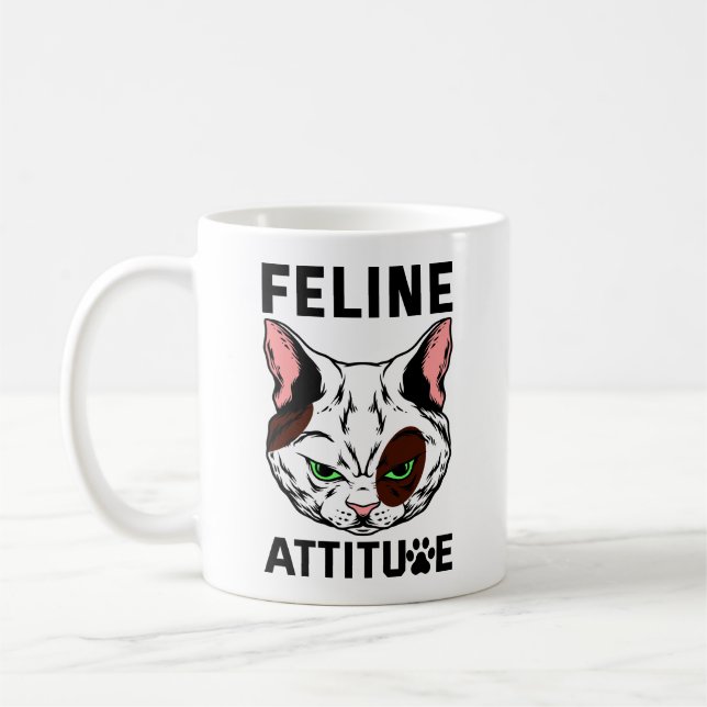 Feline Attitude Cat Mood Pet Character Coffee Mug (Left)