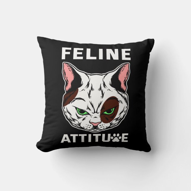 Feline Attitude Cat Mood Pet Character Cushion (Front)
