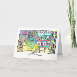 Feline Better Soon Cat on Chaise Lounge  Card