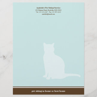 Feline blue brown posh pet sitting service custom letterhead