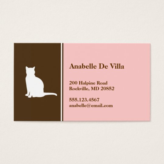 Feline cat pink brown pet personal calling card