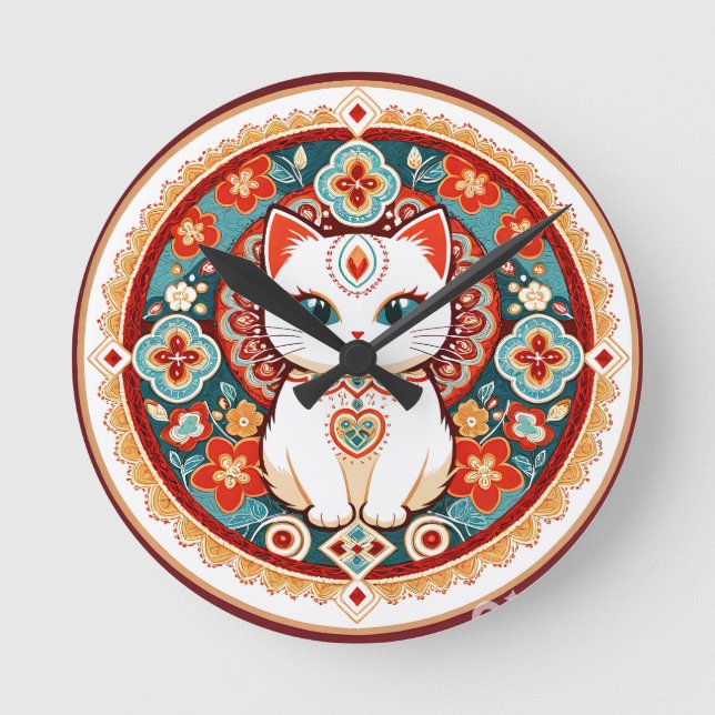 Feline Cat Round Clock (Front)
