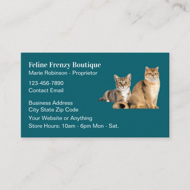 Feline Cat Theme Business Cards Design (Front)