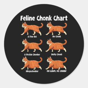 Feline Chonk Chart Funny Fat Cat  Classic Round Sticker