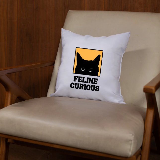 Feline Curious Cat Lover Throw Pillow (Creator Uploaded)