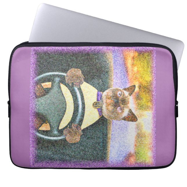 "Feline Driver" Cute Photo. Buy Now Laptop Sleeve (Front)