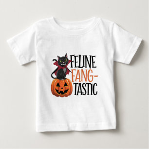 Feline Fang-tastic Halloween Vampire Cat Design Baby T-Shirt