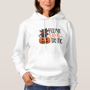 Feline Fang-tastic Halloween Vampire Cat Design Hoodie