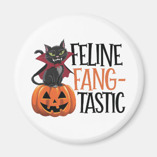 Feline Fang-tastic Halloween Vampire Cat Design Magnet