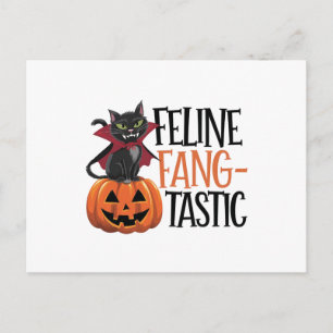 Feline Fang-tastic Halloween Vampire Cat Design Postcard