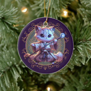 Feline Fantasy Adventure Ceramic Tree Decoration