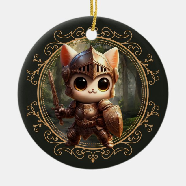 Feline Fantasy Adventure Ceramic Tree Decoration (Front)