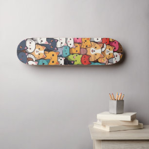 Feline Fantasy: Cute Anime Cats Galore Skateboard