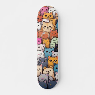 Feline Fantasy: Cute Anime Cats Galore Skateboard