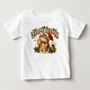 Feline Festive Funny Christmas Kitten Ornament Baby T-Shirt