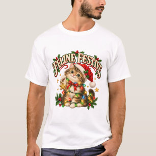 Feline Festive Funny Christmas Kitten T-Shirt