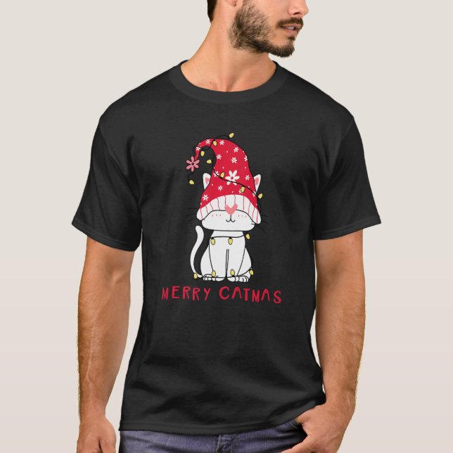 Feline Festive  Xmas Holiday Merry Catmas Party T-Shirt (Front)