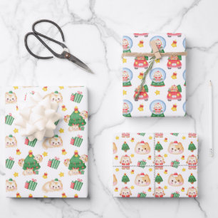 Feline Festivities Cat Themed Christmas Holiday Wrapping Paper Sheet