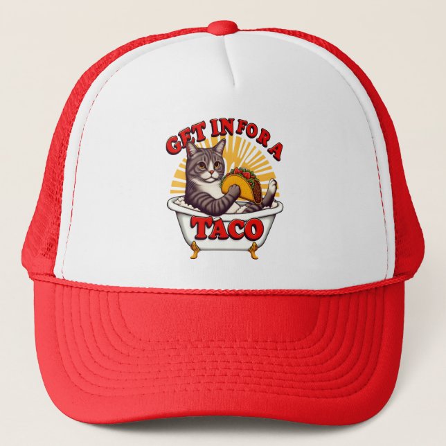Feline Fiesta in a Tub Trucker Hat (Front)