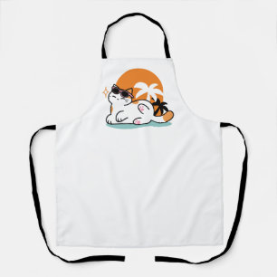 Feline Fine in the Sunshine – Relaxed Tropical Cat Apron