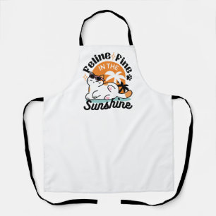 Feline Fine in the Sunshine – Relaxed Tropical Cat Apron