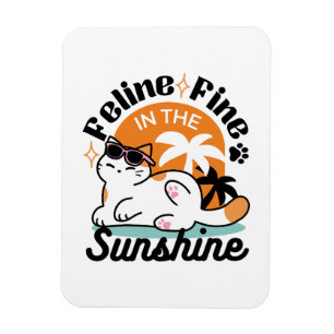 Feline Fine in the Sunshine – Relaxed Tropical Cat Magnet
