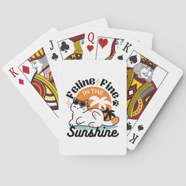 Feline Fine in the Sunshine – Relaxed Tropical Cat Playing Cards (Back)