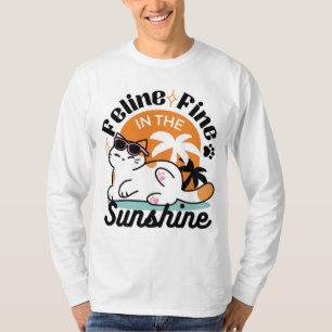 Feline Fine in the Sunshine – Relaxed Tropical Cat T-Shirt