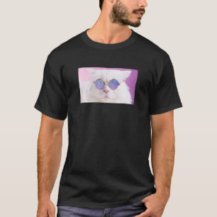 Feline Fine Sassy Cat With Round Glasses Living Th T-Shirt