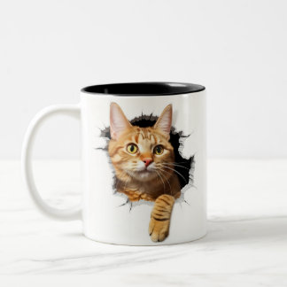 "Feline Flair for Your Cup" Two-Tone Coffee Mug