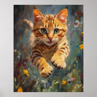 Feline Flight in a Forest of Fire - Leaping Bengal