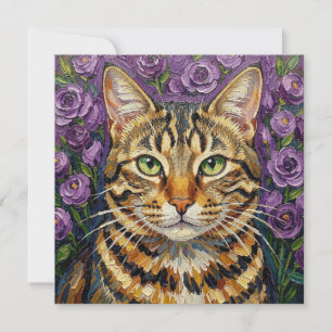Feline & Floral Cute Artistic Cat