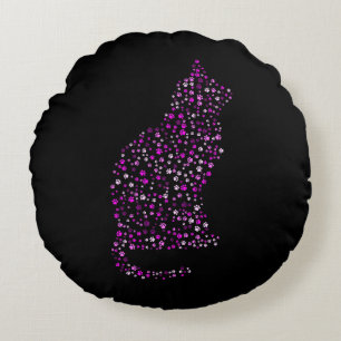 Feline Footprint Art Round Cushion