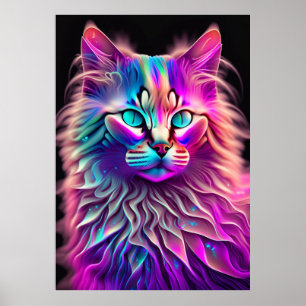 Feline Fractal Beauty 250 Poster