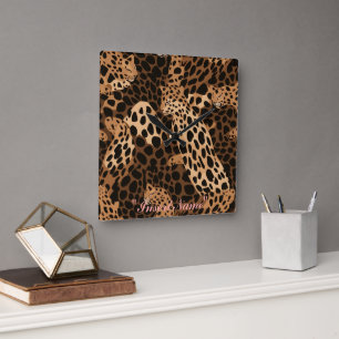 Feline Freckles Square Wall Clock