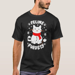 Feline Frosty Funny Cute Cat Snowman Christmas Hol T-Shirt