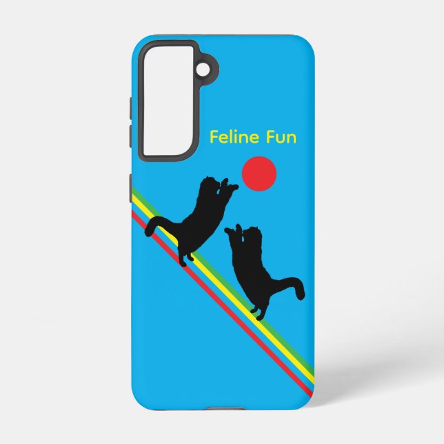 Feline Fun Black Cats Galaxy Case – Turquoise (Back)