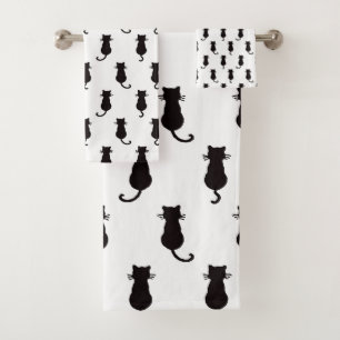 Feline Fun Forever Whimsical Cats Black Cat Motif Bath Towel Set