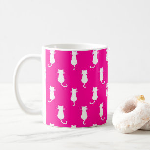 Feline Fun Forever Whimsical Cats Fucshia Coffee Mug